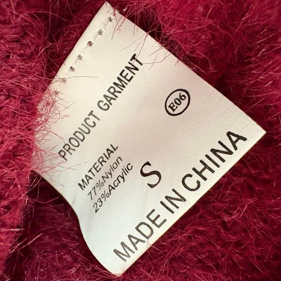 NEW! Eyelash Sweater Dress Long Sleeve Mini Legging Top Casual Knit Burgundy - S - Picture 6 of 6